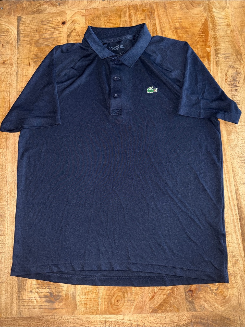 Lacoste Men's Navy Polo with Green Crocodile Logo